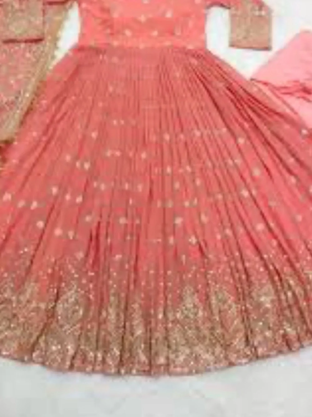 Beaded Embroidered Bedazzled Coral Embellished Girls' Party Dress